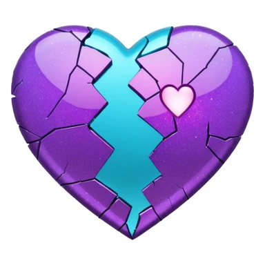 glitter cian and purple broken heart sticker