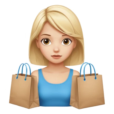 Cozy girl looking left and right between two shopping bags, playful puzzled expression — can’t decide between two options sticker