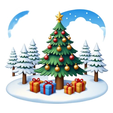 Snow covered christmas scene sticker