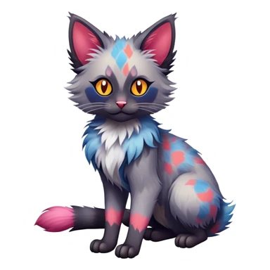 Colorful exotic Fantasy-Ragdoll-Fakémon-Lykoi-feline-hybrid (full body) sticker