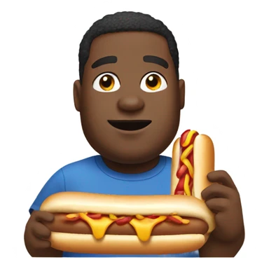 Fat black guy eating a hot dog sticker