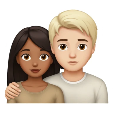 Pretty brown girl dark hair with white blonde boy in love sticker