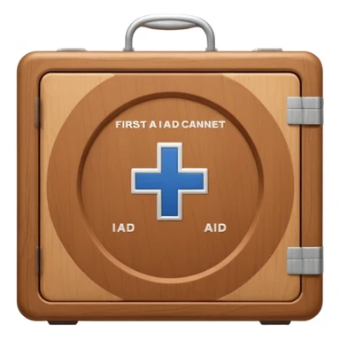 brown first aid cabinet sticker