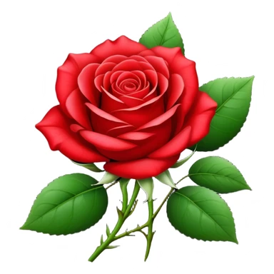 Beautiful red rose flower with lush petals and green leaves sticker