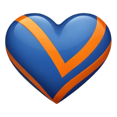 Glossy dark blue heart with straight orange athletic stripes going down the side sticker