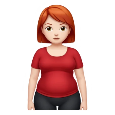 Lazy Short woman with straight ahort red hair and fat tummy sticker