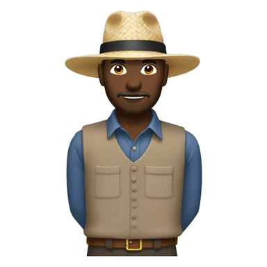 Amish man white with brown straw hat doing construction sticker