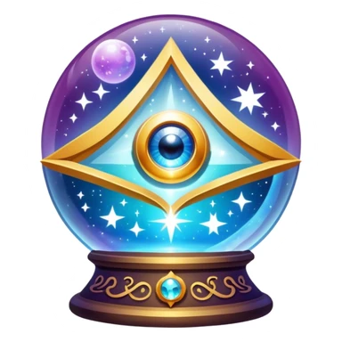 A vibrant, mystical icon symbolizing fortune telling and esotericism. Include elements like a crystal ball, tarot cards, stars, and mystical symbols with a glowing, ethereal feel. The design should be colorful, eye-catching, and evoke a sense of magic and mystery. sticker