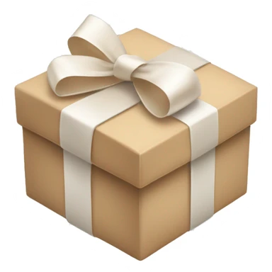 beige gift box white bow ribbon sticker