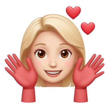 Smiling face with hearts, blush and hands reaching out sticker