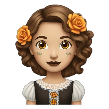 dia de los muertos girl happy pixie Brown hair sticker