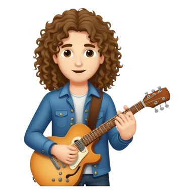 male guitarist with long curly hair sticker