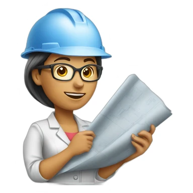 woman profession architect holding blueprints sticker