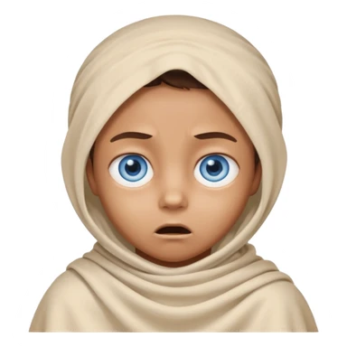 blue eyed desert child cowered with creme cloth sticker
