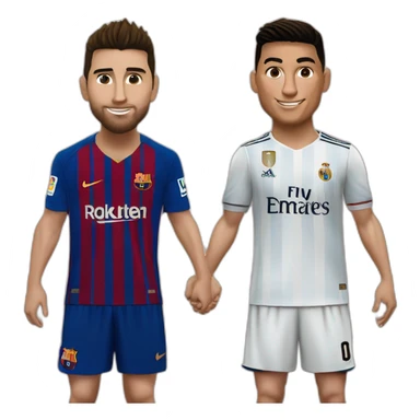 Realistic Leo Messi and realistic Cristiano Ronaldo huging sticker