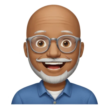 bald headed brown man gray beard glasses laughing sticker