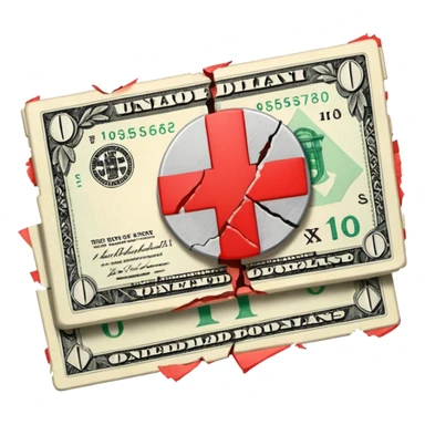 a money billet with a red cross through, like for free sticker