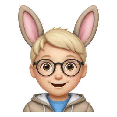 bunny ear wearing small kid spectacled sticker