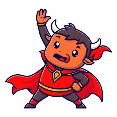 Matador in traditional costume waving red cape at angry bull sticker