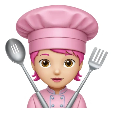 Pink chef hat with pink cooking utensils sticker