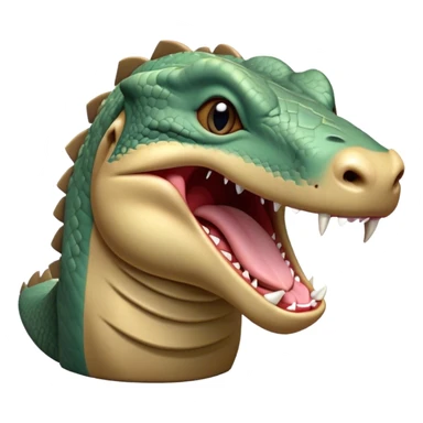 Cinematic Realistic Cute Yawning Komodo Dragon Portrait Emoji, Head tilted slightly with a dramatic, wide-open yawn, showcasing a soft, rugged scaled hide with subtly drooping features and half-closed, drowsy eyes rendered in authentic detail, high shine, relaxed yet expressive, styled with a dash of natural desert charm, soft glowing outline, capturing the essence of a sleepy yet affectionate Komodo dragon that appears ready to stretch out for a deep, restful nap! sticker