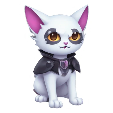   cool edgy kawaii ethereal dark-punk-themed animal vampiric cat-hybrid Fakemon with fangs and bat-wing-ears with a collar full body sticker