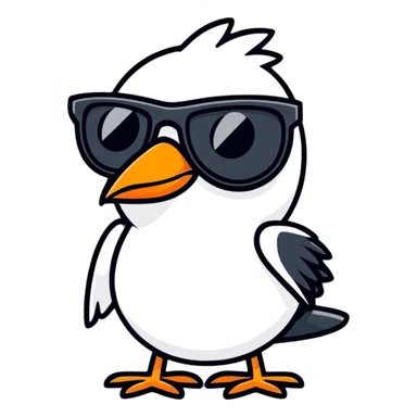 black bird with sunglasses and orange beak sticker