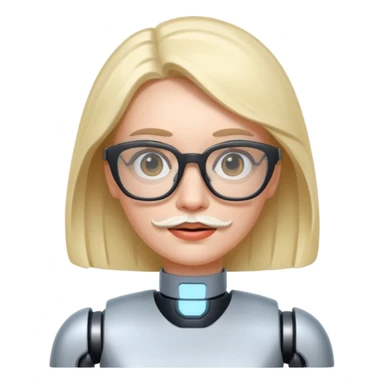 robotic woman with glasses mustache  sticker