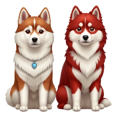 red siberian husky and a samoyed sitting side by side sticker