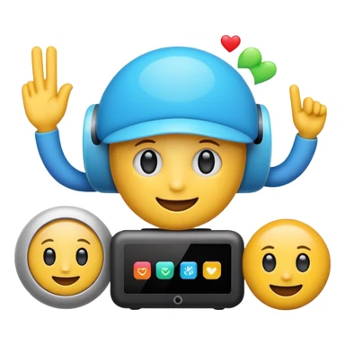 A smart home AI system emoji with a digital assistant and smart home devices, colorful design sticker