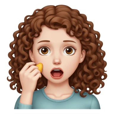 White girl with brown curly hair choking self sticker