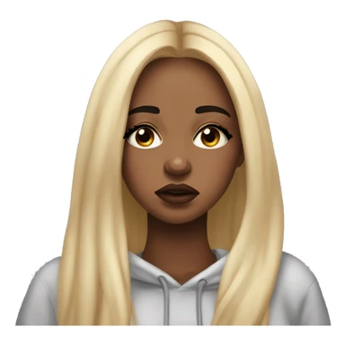 Sad tears in her eyes crying, Beautiful black woman with long waste length blonde hair , in a cozy sweatsuit in, girl wearing makeup long lashes thick glossy lips. she is crying, she is sad  sticker