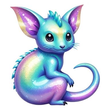 Pastel glittery Randomly-colored sparkly exotic Fakémon-creature sticker