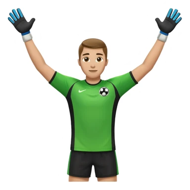 soccer goalkeeper green shirt, shorts football boots arms up sticker
