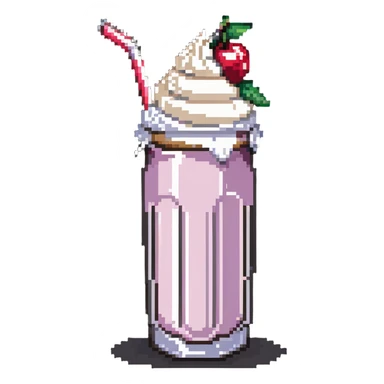 milkshake with whipped cream and cherry sticker