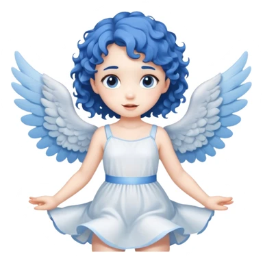A playful angel girl with short blue curls, fluttering tiny wings 






 sticker