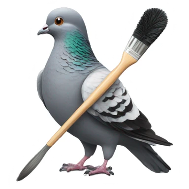 pigeon holding a brush sticker