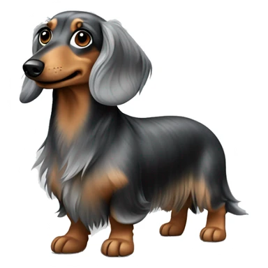 Long haired dapple dachshund, tan, gray & black. Full body  sticker