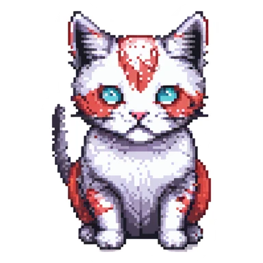 pixel art cat with black and red patches sticker