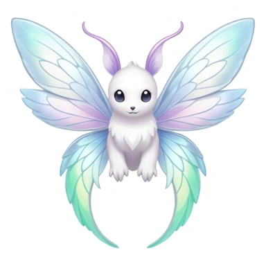  Iridescent white pale wings-ears, fairy-like-fakemon-creature  sticker