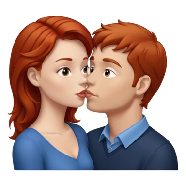 kissy face between white man with brown hair and redhead woman sticker