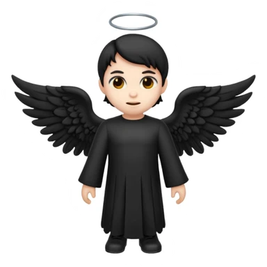 Créé un emojis avec une tenue complète d'ange et des ailes noir de demon sticker