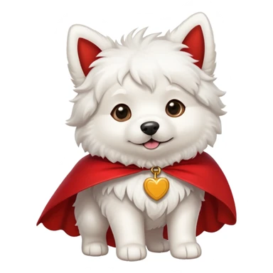 White dog wearing red cape sticker