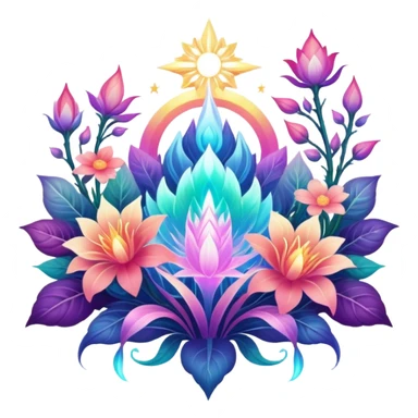 Epic divine legendary celestial flowery complex detailed iridescent gradients aesthetic-scenery-Decorations sticker