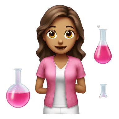 beautiful girl with brown hair doing pink chemistry  sticker