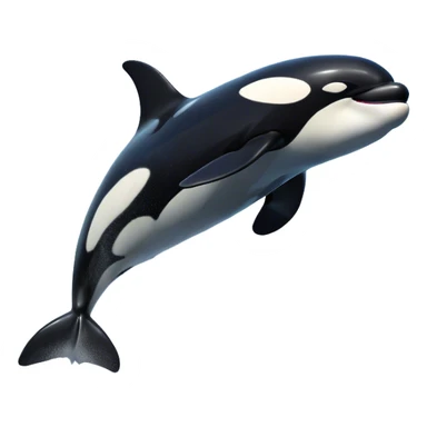 Meme-Worthy Breaching orca Portrait Emoji, Bursting powerfully out of the ocean with an impressive, high-energy leap, showcasing a sleek black-and-white body glistening with water droplets and dynamic, arched posture, Simplified yet exhilaratingly expressive features, highly detailed, glowing with a vibrant marine energy, high shine, bold and full of life, stylized with an air of untamed ocean spirit, soft glowing outline, capturing the essence of an orca mid-breach, radiating pure, unstoppable aquatic power! sticker