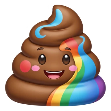 blue rainbow colors kawaii poop sticker
