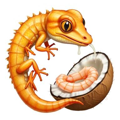 Gecko eating coconut shrimp sticker