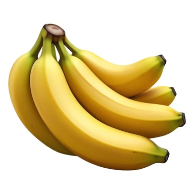 Cinematic bright yellow banana, smooth peel with gentle curves, slightly ripened, stacked in a charming bunch, warm glowing background, soft and inviting. sticker