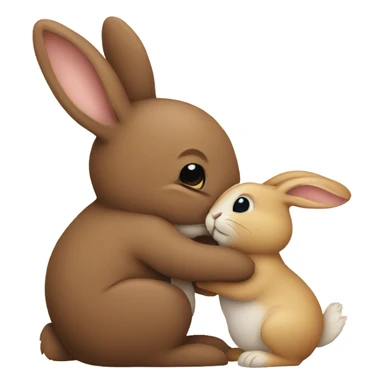 Brown bunny hugging beige bunny sticker